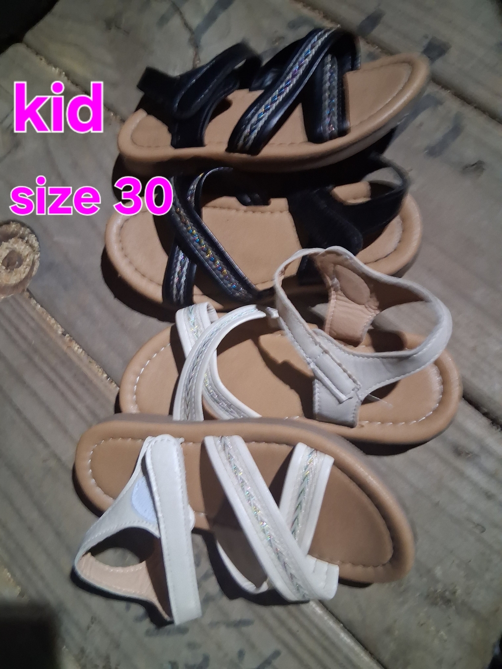 Kids Size 11 Toddler Sandals in Black and White Lot Of 2